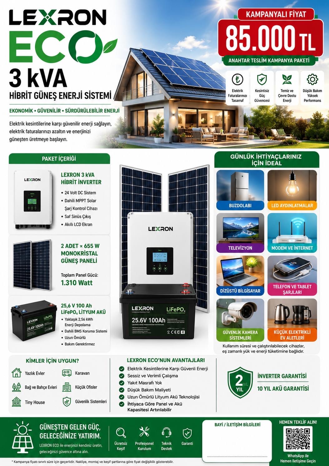 Lexron Eco 3 kVA Hibrit Paket