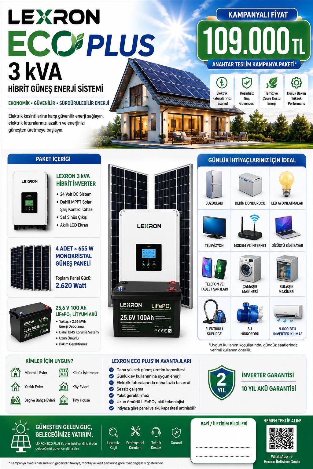 Lexron Eco Plus 3 kVA Hibrit Paket