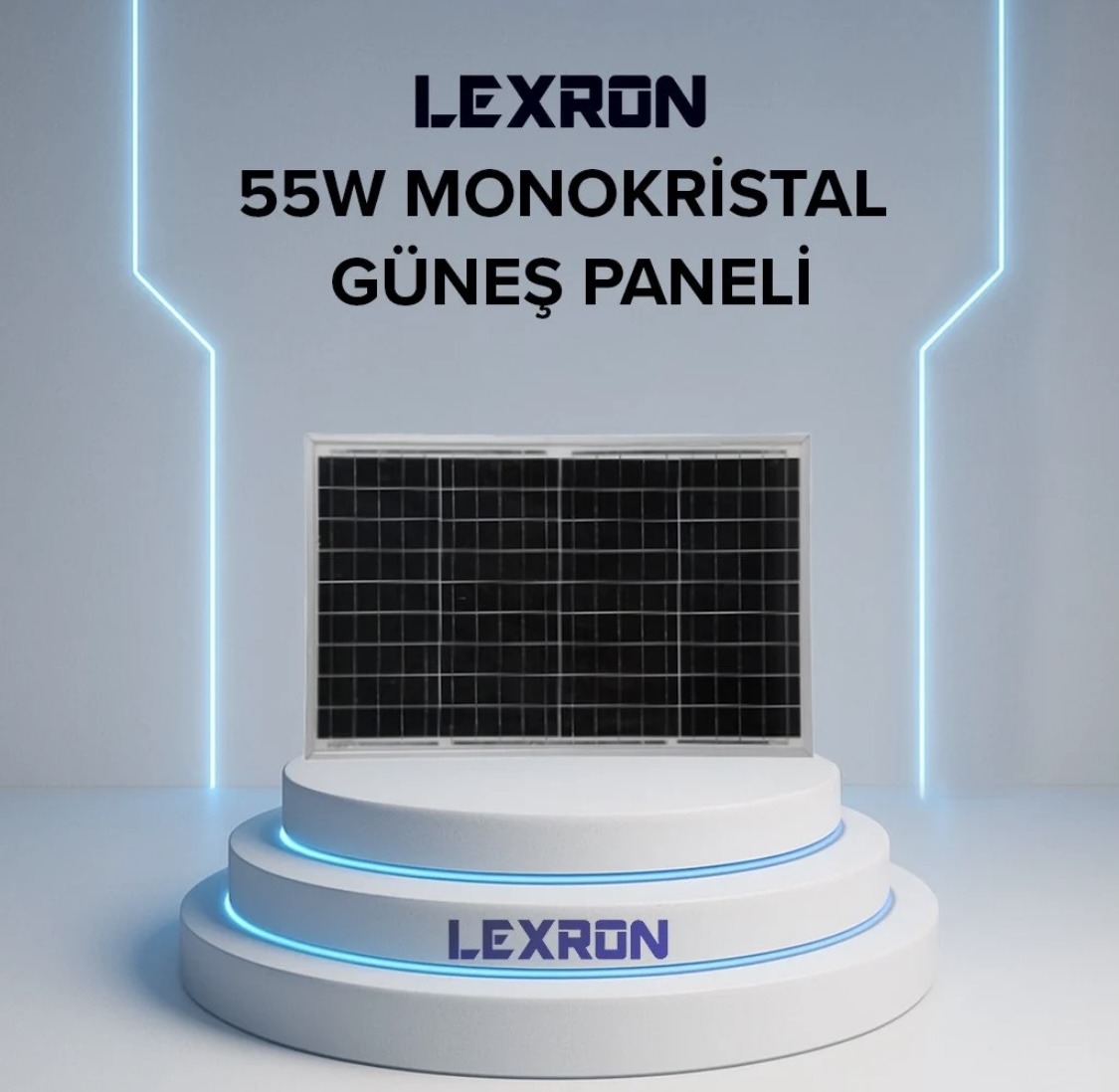 Lexron 55W Monokristal Güneş Paneli